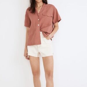 Madewell Linen-Blend Camp Shirt in Vintage Quartz